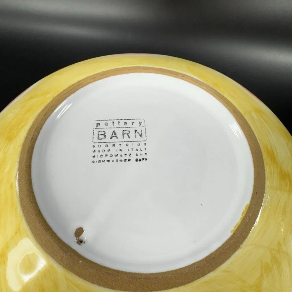 Pottery Barn Sunnyside Dish Bowl Large Tomatoes Check Pattern Ceramic Made Italy